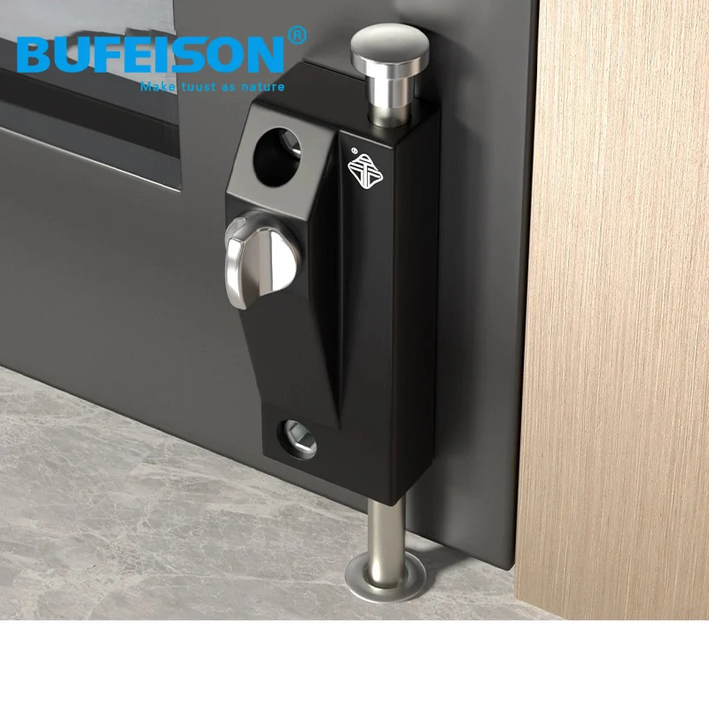 Framed door latch lock aluminum alloy door lock floor latch lock rotating door spring latch floor wooden