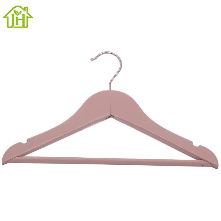 New design luxury customized branded logo antislip pink wooden clothing coat hangers with 360 degree swivel hook