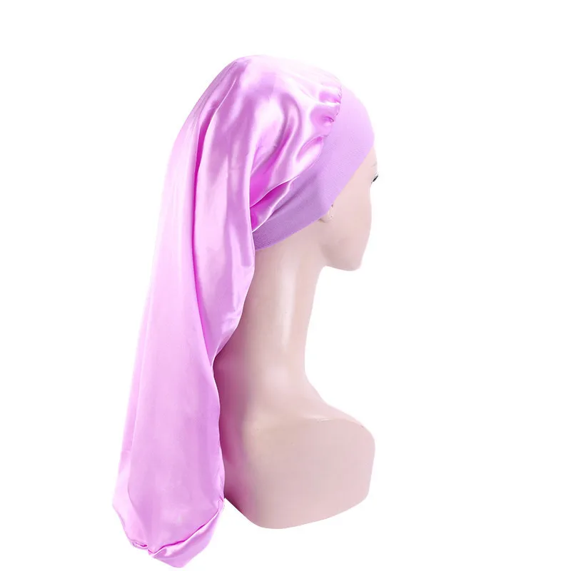 Muslim Satin Sleep Cap for Long Hair Extra Long Bonnet Women Dreadlocks Curly Hair