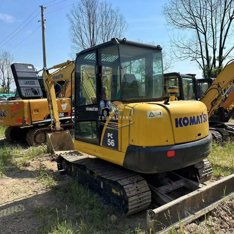 High quality Komatsu PC56MR used small crawler excavator original second hand road construction low price low working hours