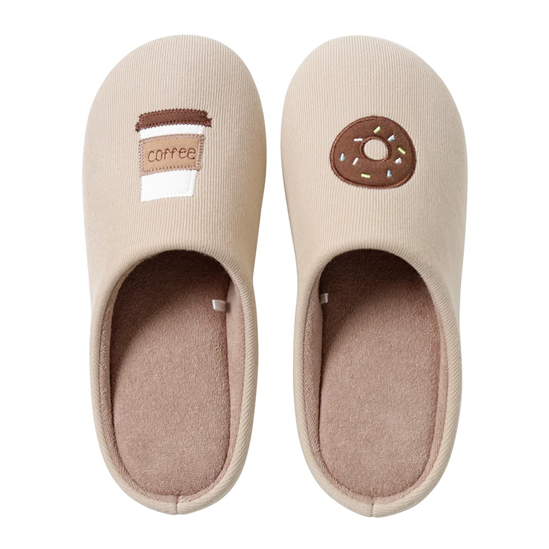 
Embroidery slippers with coffee and biscuit stitchwork winter indoor 