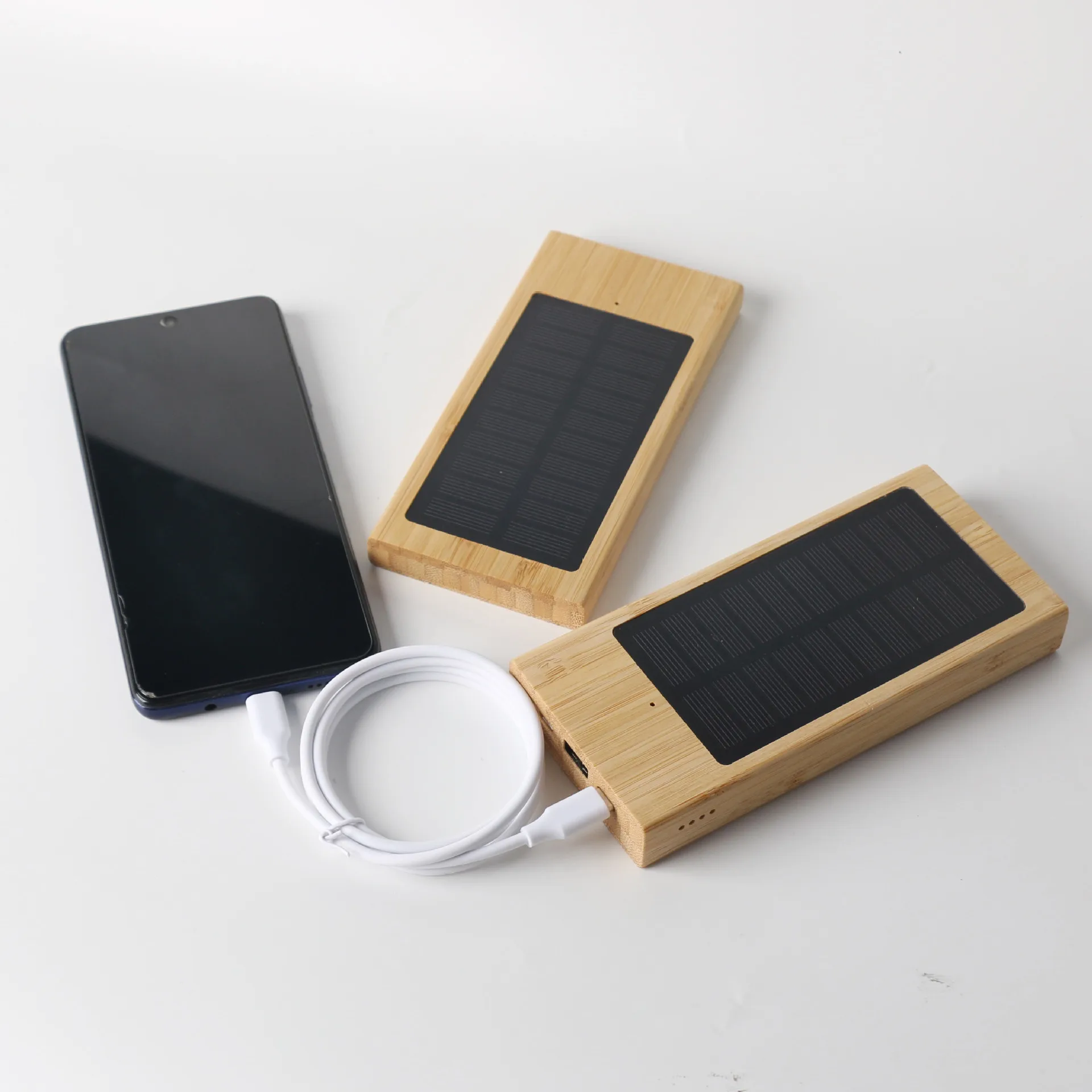 zhusuan- Outdoor 10000mAh Portable Solar Mobile Power Bank Wooden Design with Lithium Ion Battery MPPT Controller Powered Solar Panel