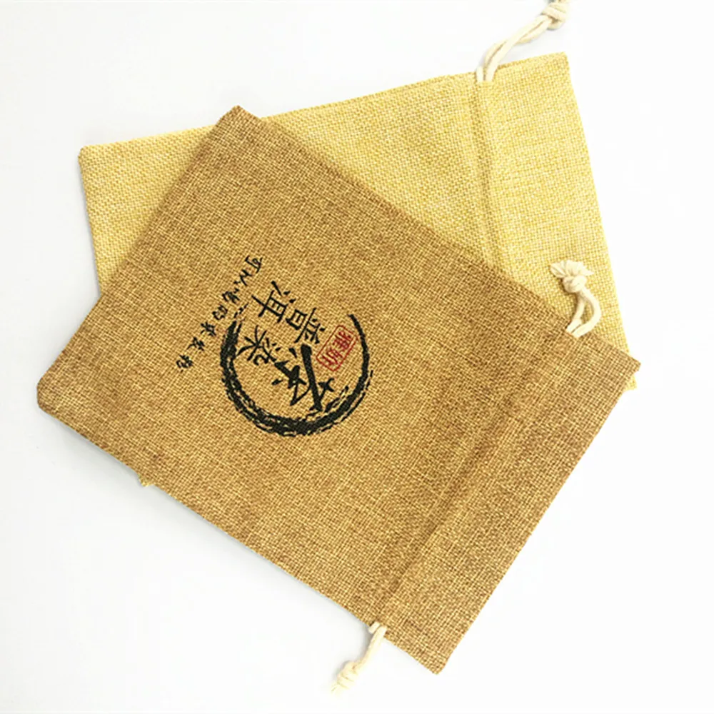 2020 high quality nature jute darwsring bag candy drawstring bag small christmas gift bag