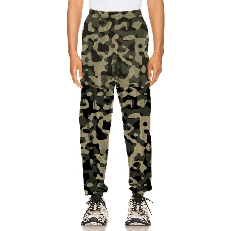 Hot selling custom printed pattern men cargo pants  elastic waist man print camouflage pants