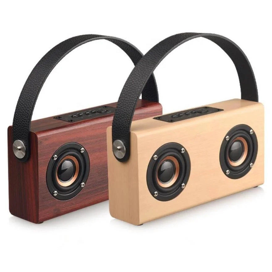 2022 New Arrival Yellow Color Wooden Wireless Bluetooths Speaker With Carry Handle And A Retro Boom Box