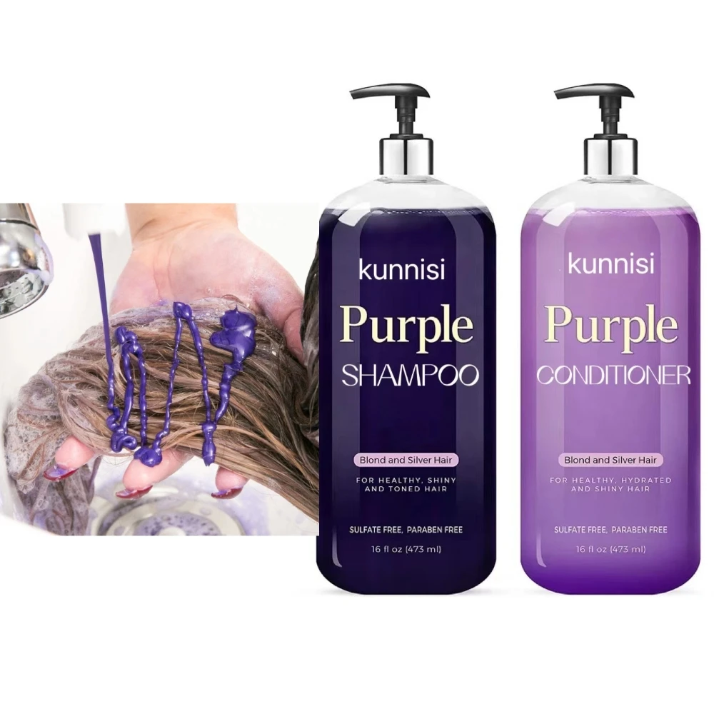 High quality nourishing anti brassy purple blue hair shampoo for silver hair fading treatment