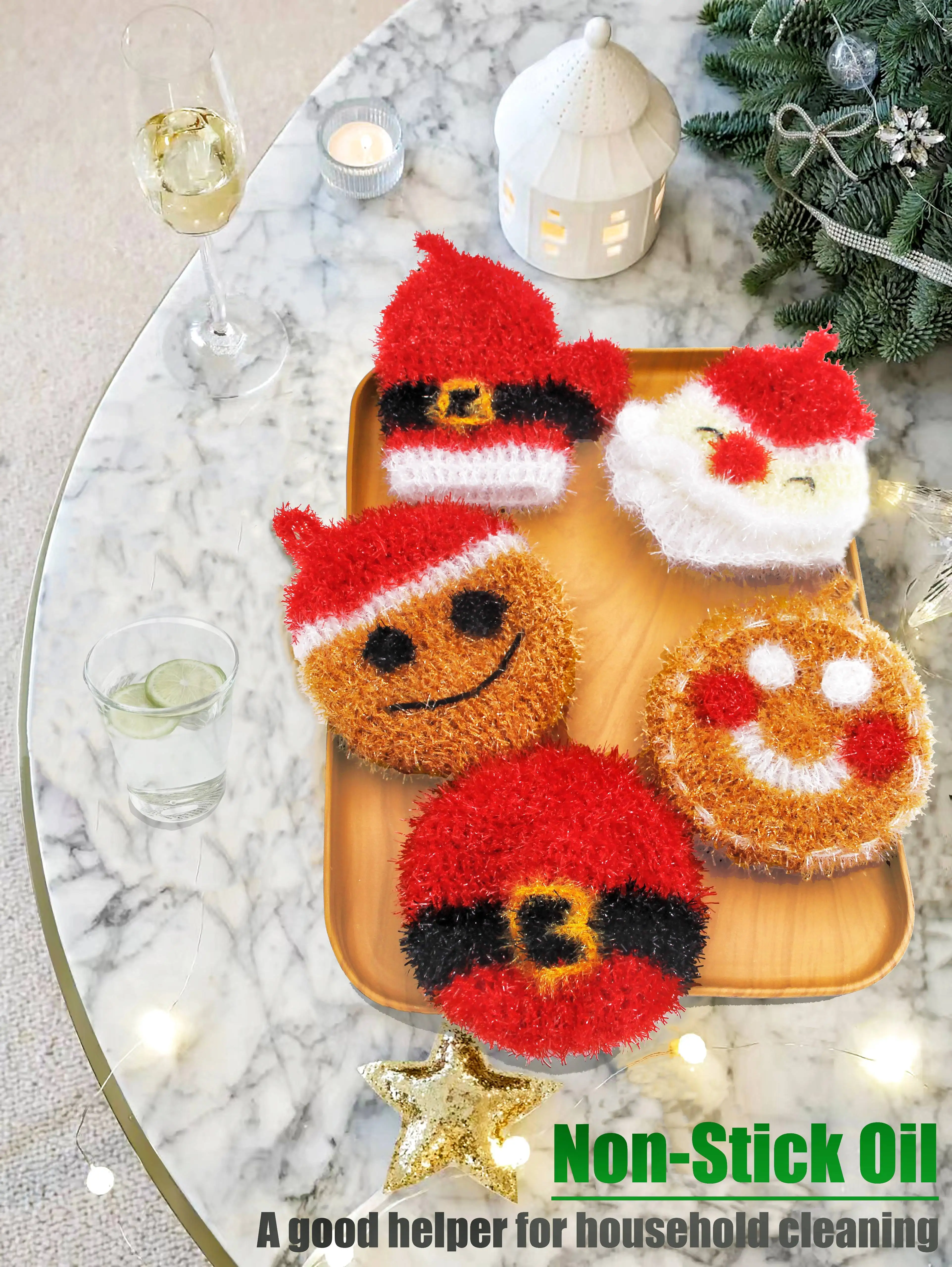 Christmas glove modeling acrylic kitchen cleaning rag dishcloth, easy to remove oil stains, non-sticky hands.