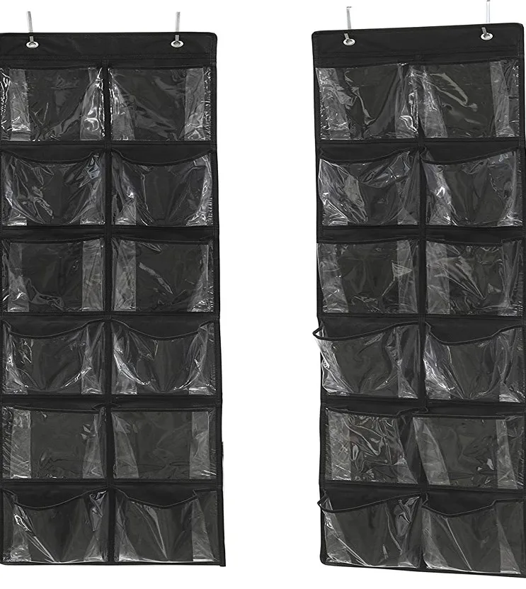 customization Hot sale  Pockets Hanging Shoe Rack for Door Clear Over the Door Shoe Organizer with Hooks for Closet Home