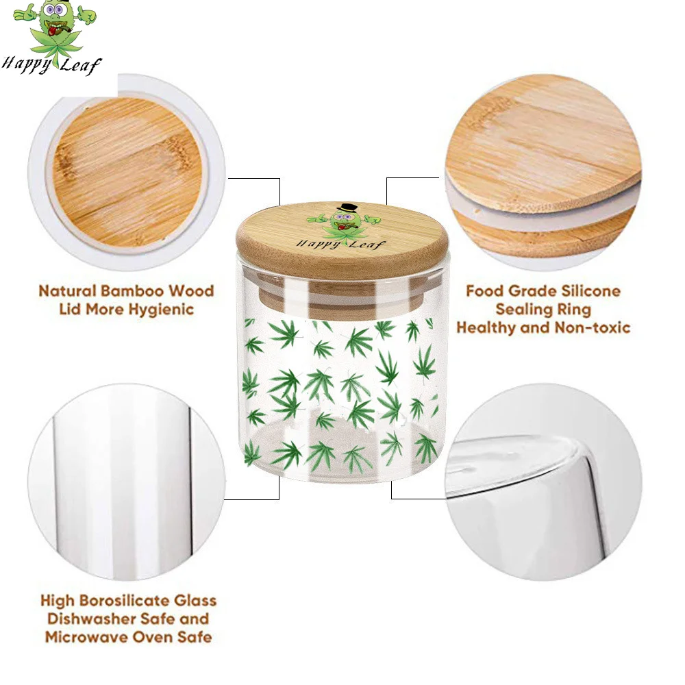 200ML Glass sealed jar / tobacco storage / Bottles Jar Vacuum Glass Storage Jar With wood Cover Jars Seal Lids  Storage Seal