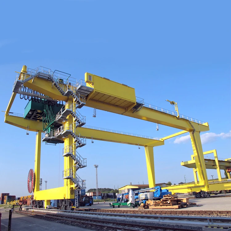 40ton or 50ton rail travelling container handling gantry crane with container spreader