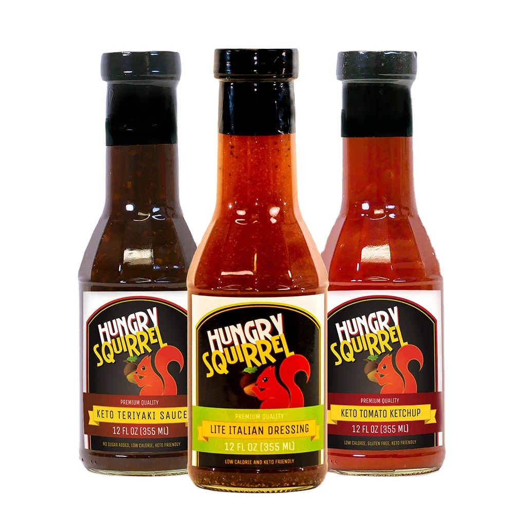 
Hungry Squirrel Keto Everyday Essentials Trio Bundle Pack Tomato Ketchup Teriyaki Italian Sweet and Sour Sauces 