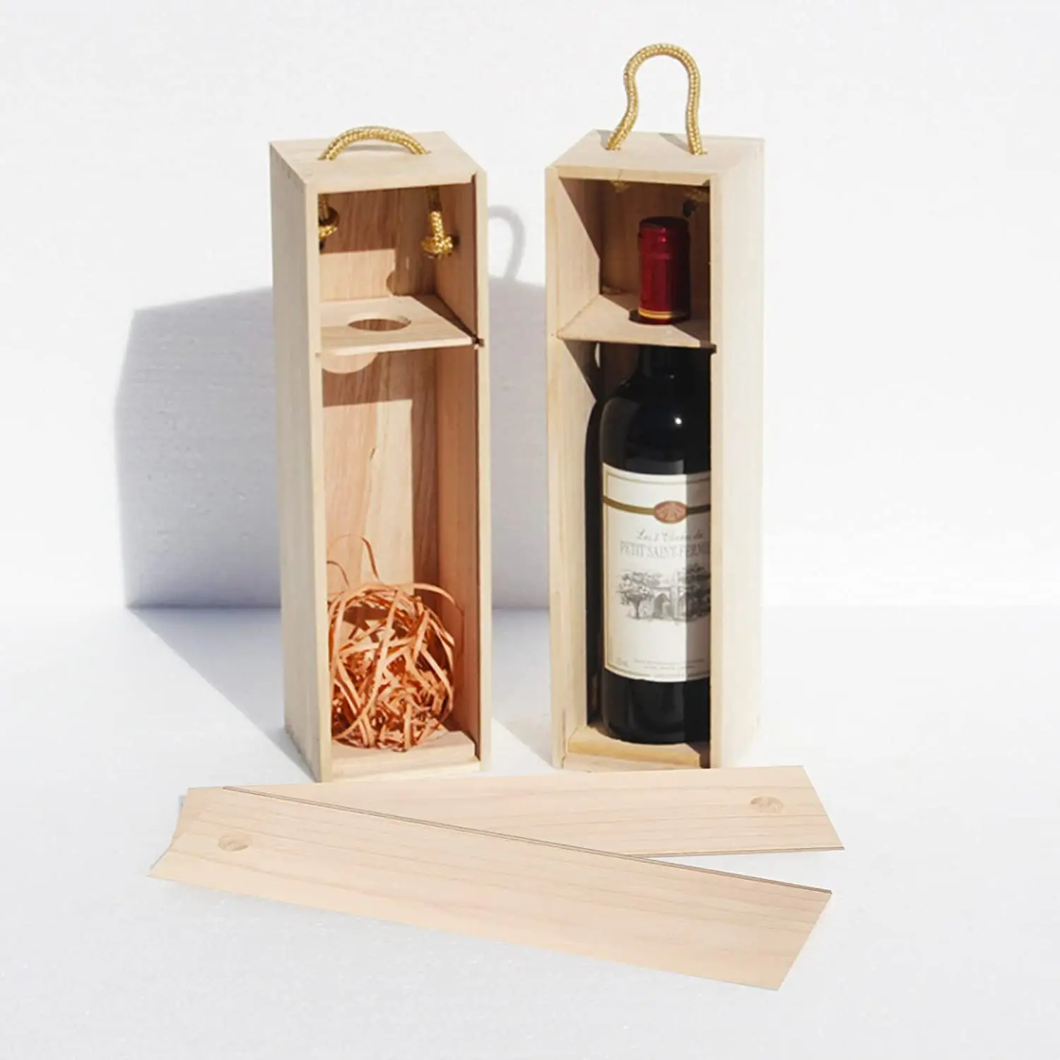 Wholesale Wooden Wine Box Single Wood Wine Bottle Storage Gift Box with Handle