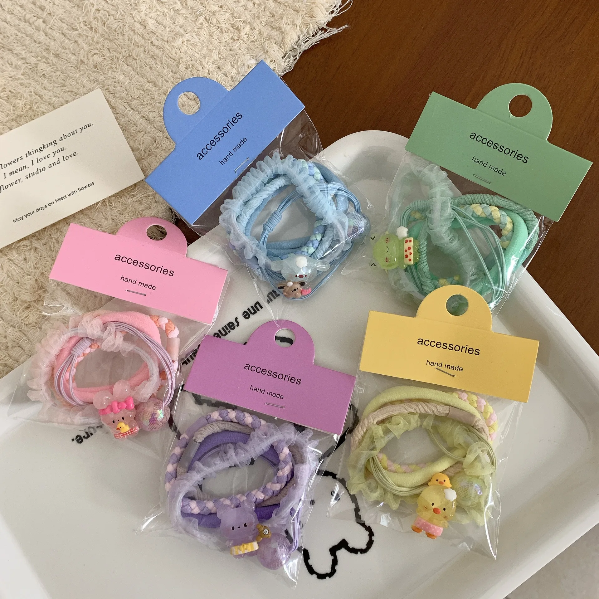 New colorful hair rope for women high elasticity durable rubber band sweet cute luminous cartoon hair tie