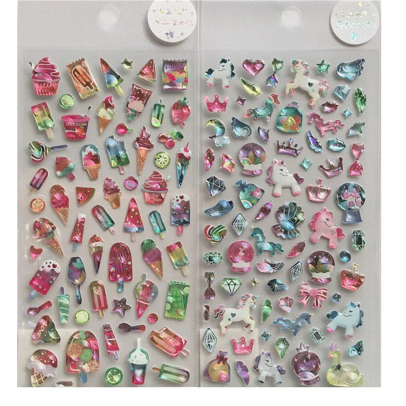 Crystal Drop Stickers Girls Stereo hand account mobile phone case decorated with bright transparent children cartoon stickers