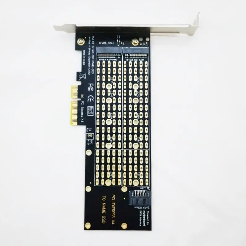 M.2 to PCIe 4X Adapter NGFF M2 Key-M NVMe Key-B SATA SSD Slot to PCI-E 3.0 X4 Host Controller Expansion Card