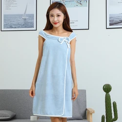 Body Wrap with Adjustable Touch Fastener Factory wholesale microfiber soft beauty sexy women bath towel dress