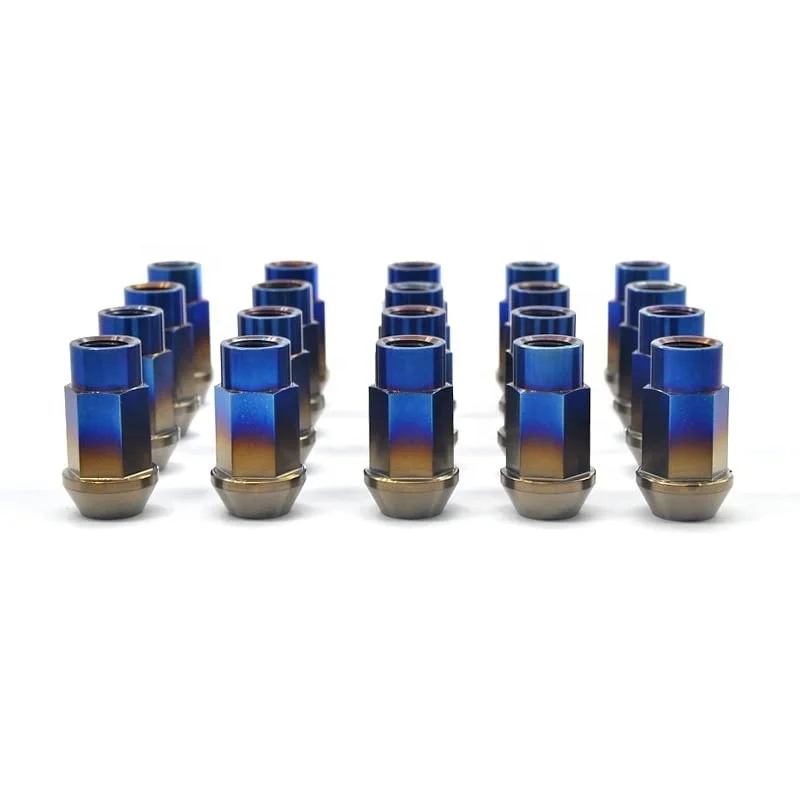 Custom CNC machining anodized PVD coated color m12 m14 bolt titanium and nut hub lug nuts