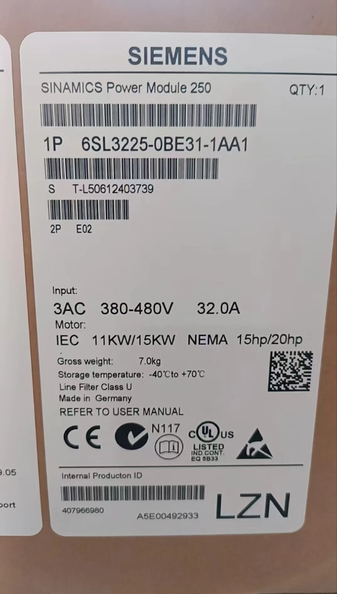 6sl3210-1ke13-2ab2 Siemens инверторный модуль питания 1 кВт 6SL3210-1KE13-2AB2