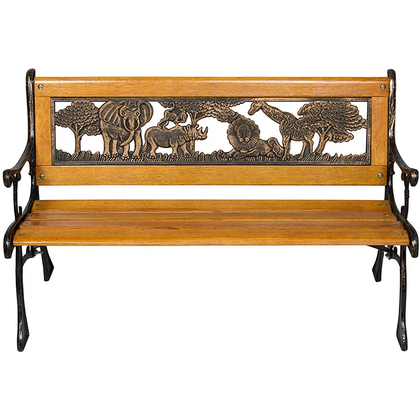 
JS HD566 Wood slats cast iron outdoor for park 