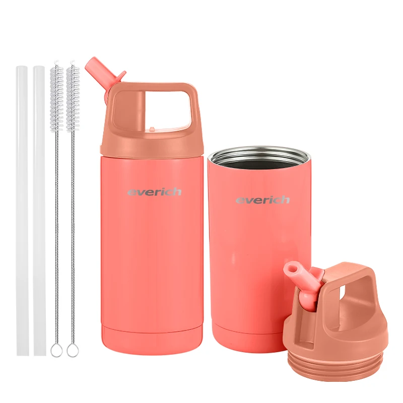Everich ODM 12OZ Food Grade Stainless Steel Water Bottle With Side Hidden Straw