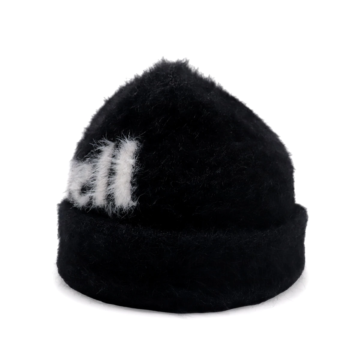 Your Own Design Pattern Jacquard Logo Knit Fuzzy Custom Faux Fur Mohair Beanie Hats Manufacturers