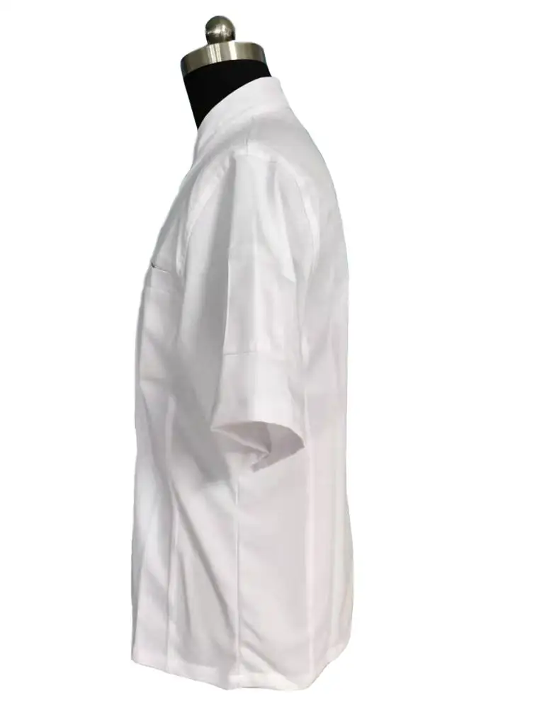 white polyester cotton blend Mens Chef Coat with Mesh Side Panels