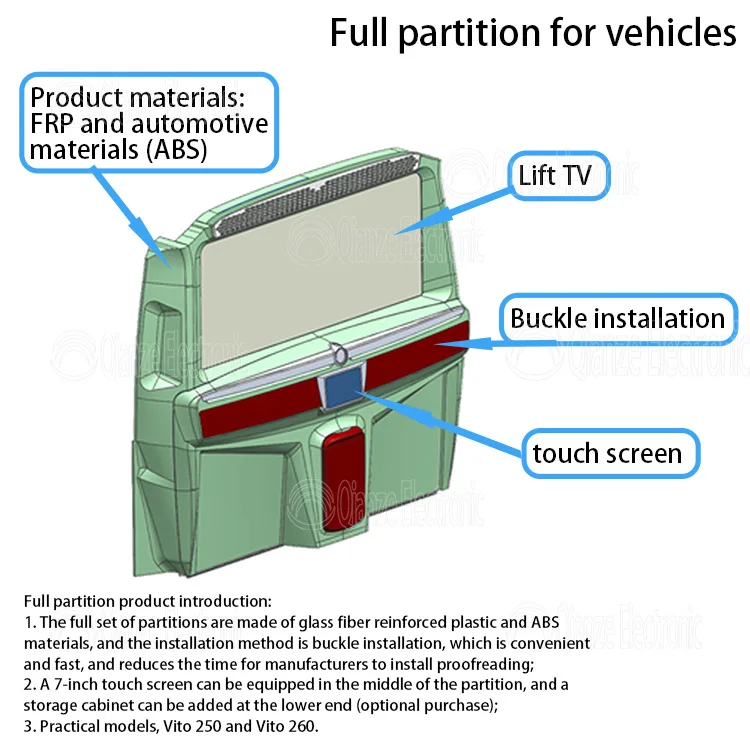 Van interior conversion auto design full Partition for Mercedes W447 V220D V250 V260 v class vito Car Partition