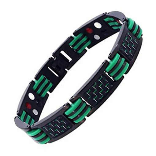 Men Black Plated Carbon Fiber Magnetic Titanium Bracelets