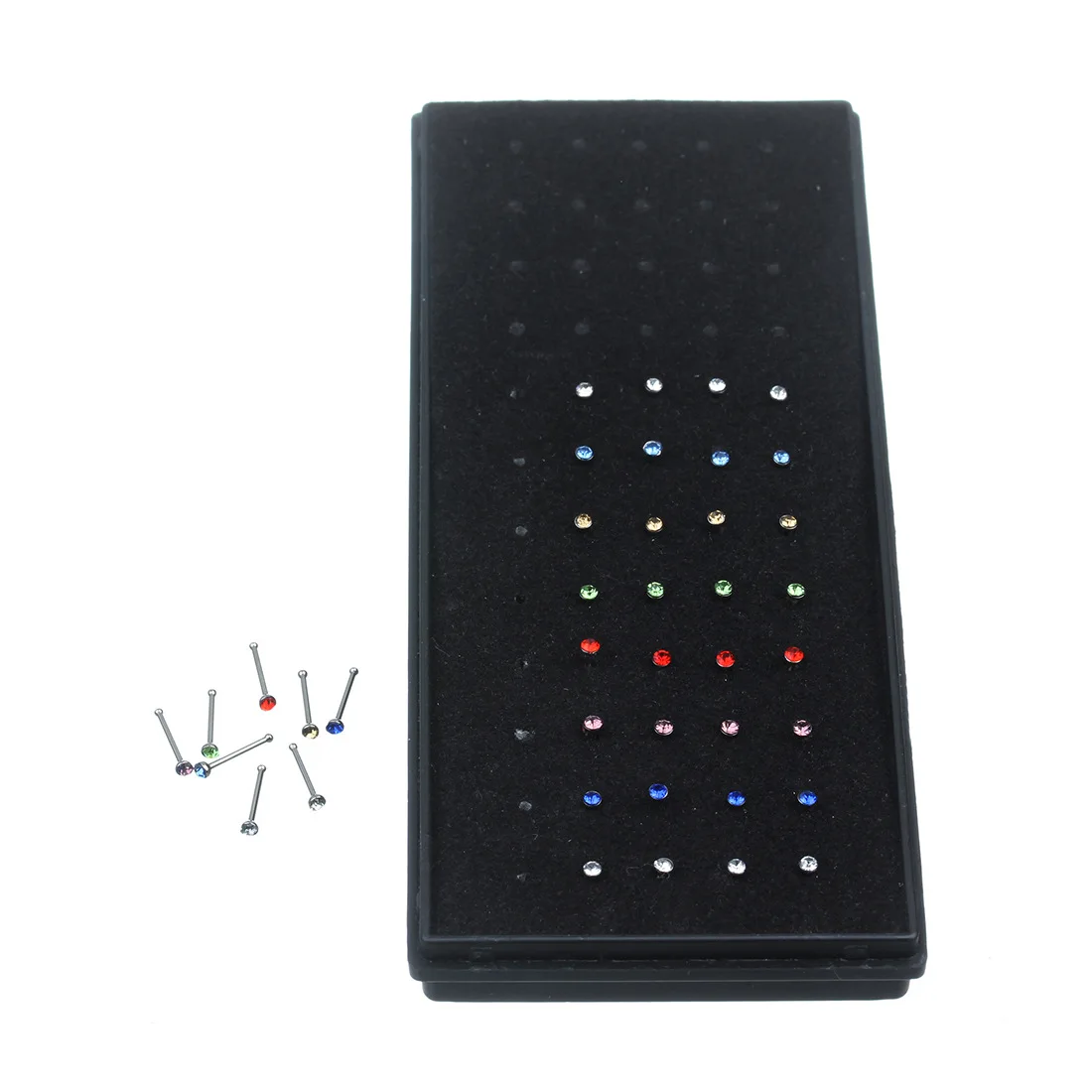 40Pcs/Set Nose Ring Fashion Body Jewelry Nose Ring Studs Diamond Ear Bone Nail Nose Stud Stainless Steel Piercing Jewelry