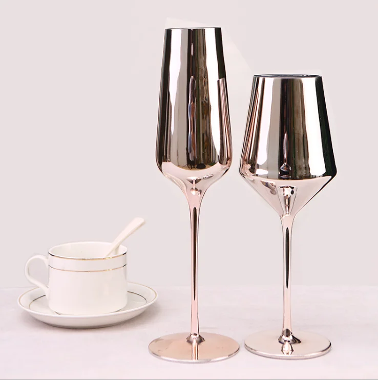 350ml  factory direct crystal wine glass with silver color