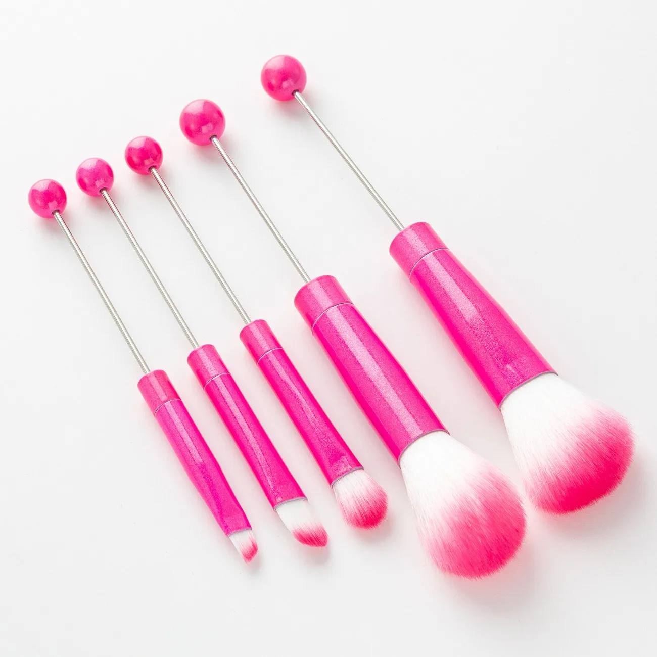 JH Metal Handle 5 In 1 Makeup Brush Sets 5 PCS Women Cosmetics DIY Beadable Brush Sets