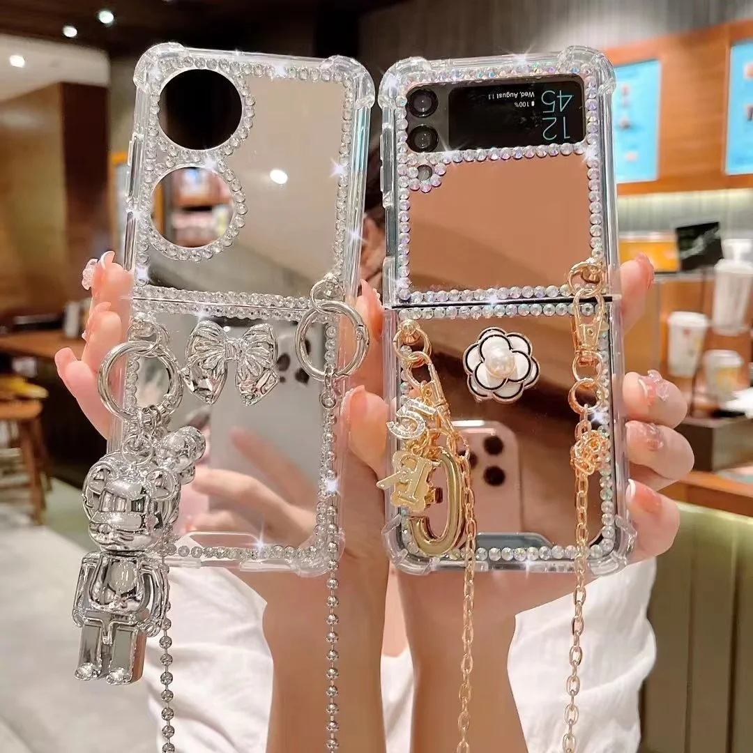 New Luxury 3D Handmade Series Sparkle Diamond Cell Phone Case For Samsung Z Flip 4 3 Case
