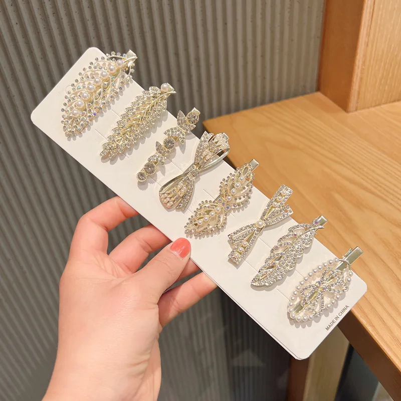2024 New Arrival Hair Accessories Jewelry Hair Clips With Rhinestones Women Pearl Clips Hair Pins