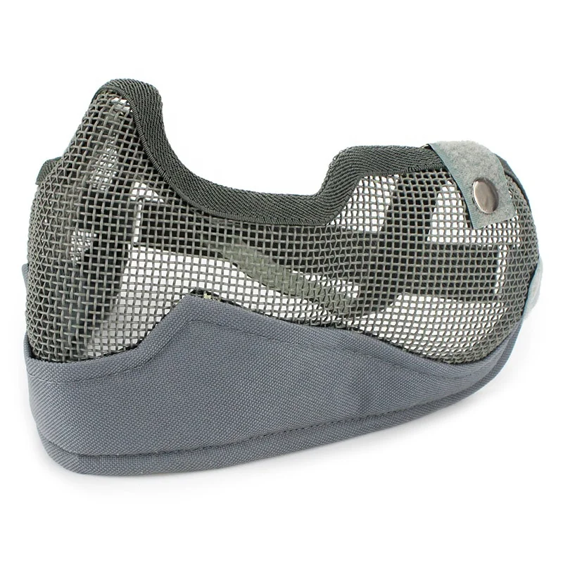 Action Union V2 Metal Steel Net Mesh Tactical Half Face Protective Mask with Ear Protection for CS Outdoor Wargame