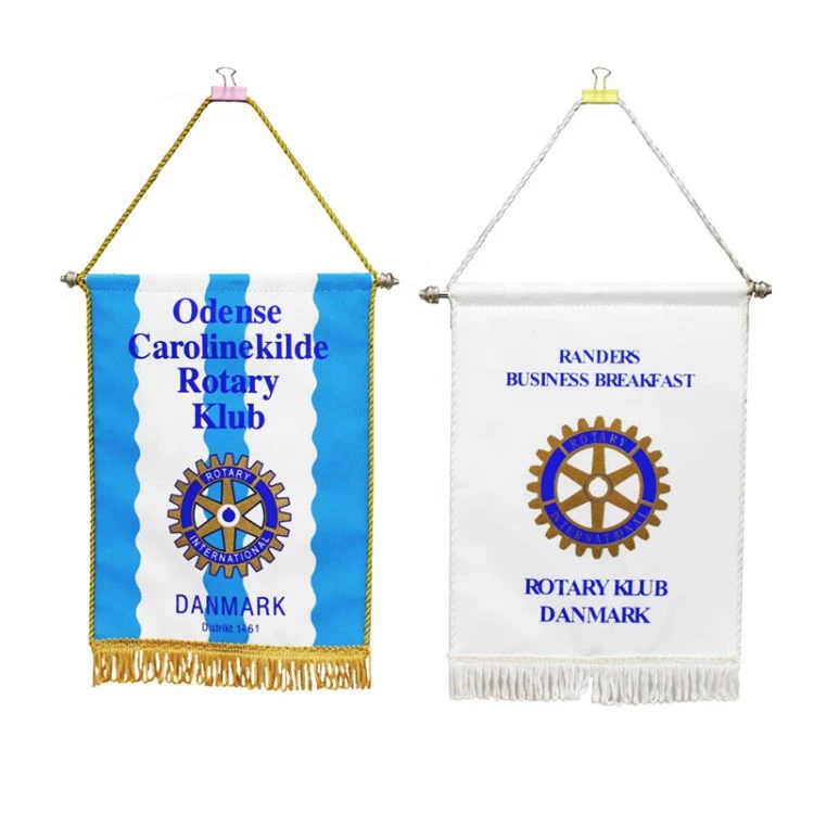 Custom advertising non-woven satin material club national football pennant exchange souvenir wall banner flags