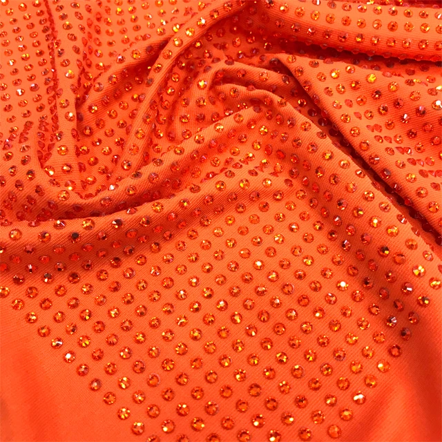 va134 wholesale 1*1.5meter stretch crystal patchs rhinestone applique fabric mesh rhinestone fabric  by yard for party dress