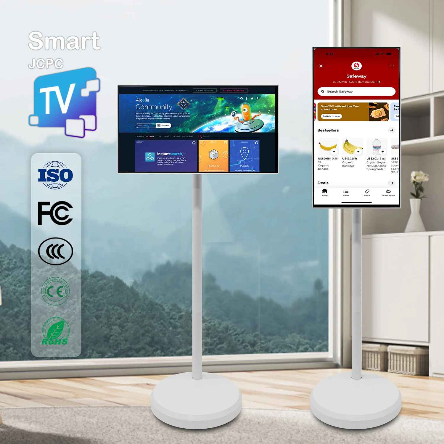 21.5 Inch Battery-Power Portable Mobile Display Android 12 Tablet Tv In-Cell Touch Screen Gym Gaming Live Room Smart Tv