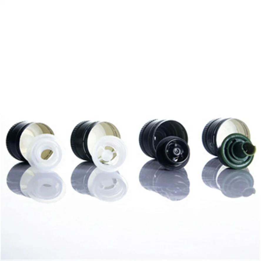Stocked logo embossed 31.5*24 mm olive oil glass bottle aluminum plastic caps with pourers