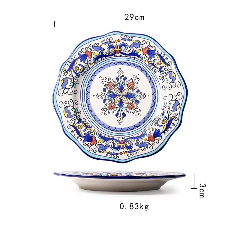 Hand Painted High Temperature Burn Become Glaze Ceramic Popular Dinnerware Sets Dinner Plate Colorful Glaze