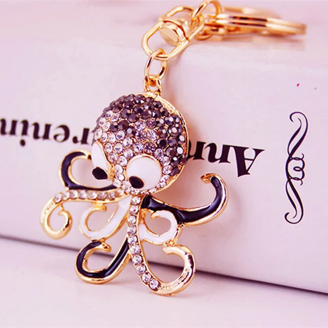 Bling Colorful Rhinestone Cute Tortoise Animal Metal Key Ring Keychain