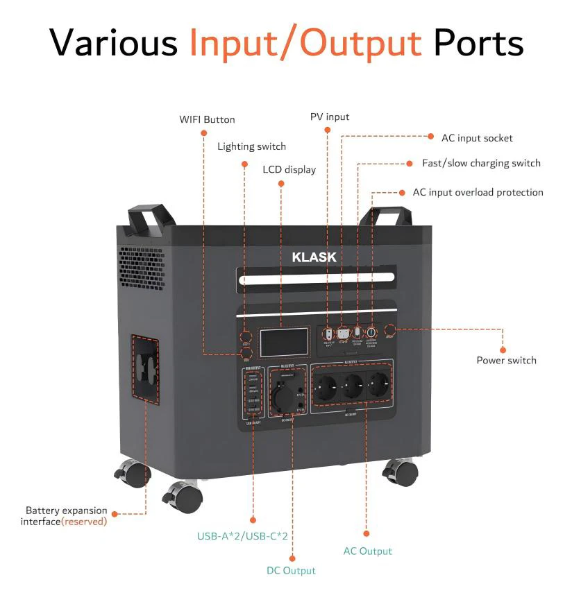 3.3KW 3.3KWH All in One BESS Portable Power Station outdoor Solar Energy Storage Battery System with 3300W Hybrid Inverter