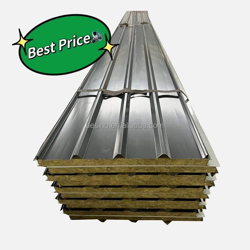 Waterproof Rock Wool Sandwich Panel Wall High Density Rock Wool Sandwich Panel Heat Insulation Rock Wool Insulation Panel