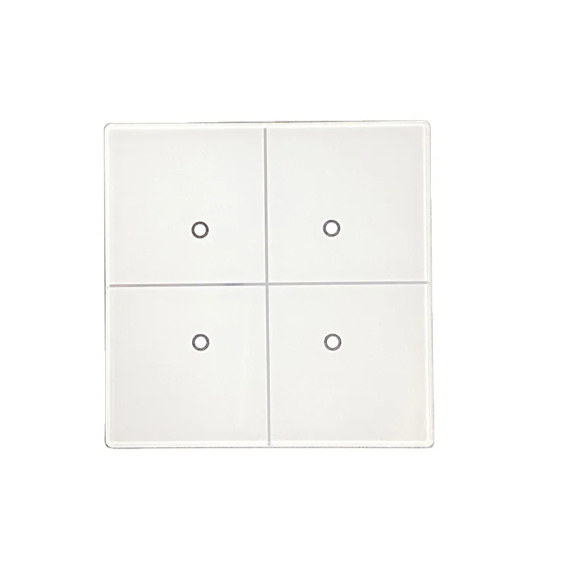 Hongxi OEM Four-Key Switch Glass Panel 86*86*3mm White Silk Screen Touch Glass Panel