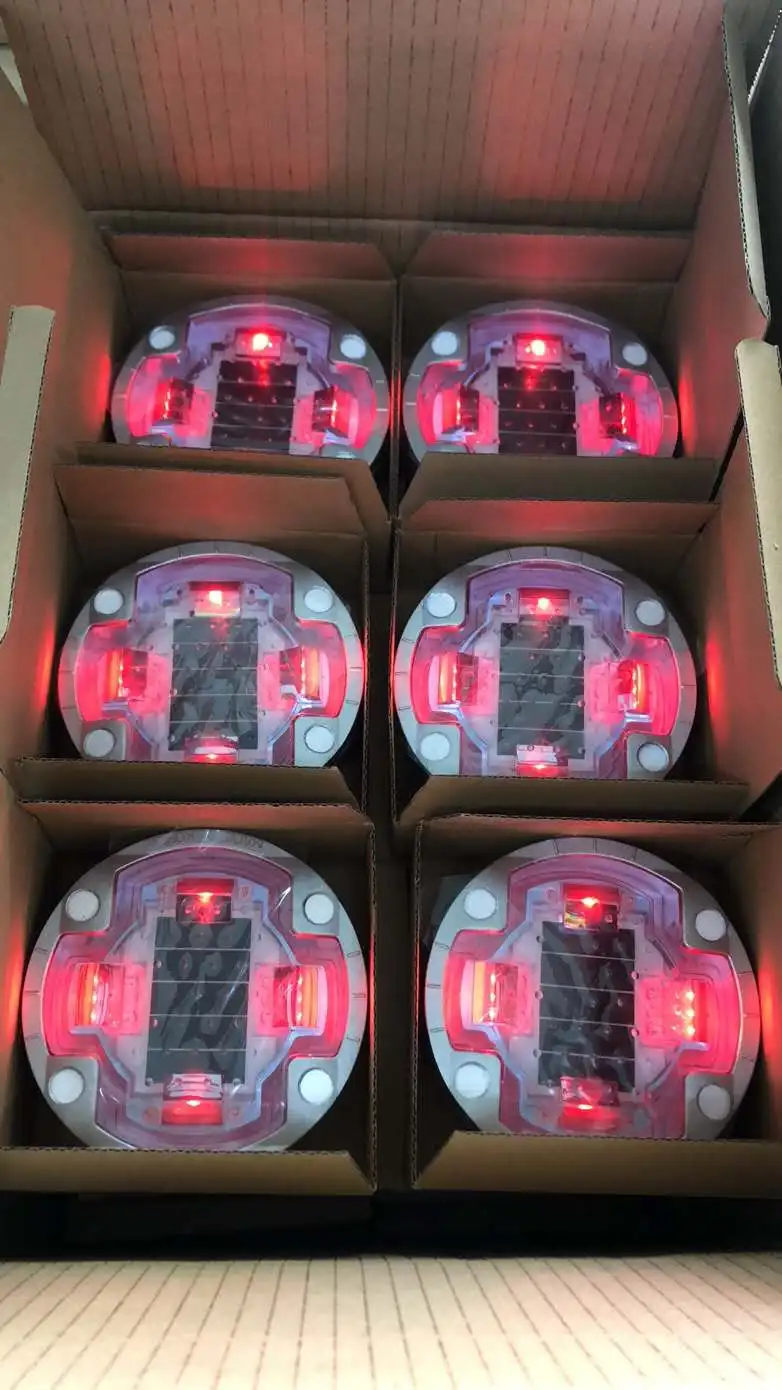  4 side 360 degree led pavement marker aluminum cat eye highway steady round embedded blinking solar road stud