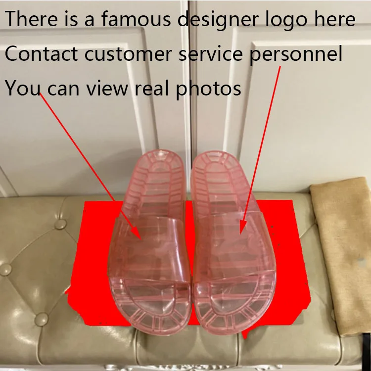 cross-border fashion brand indoor slides for ladiesflat sandals designer transparent crystal jelly slippers
