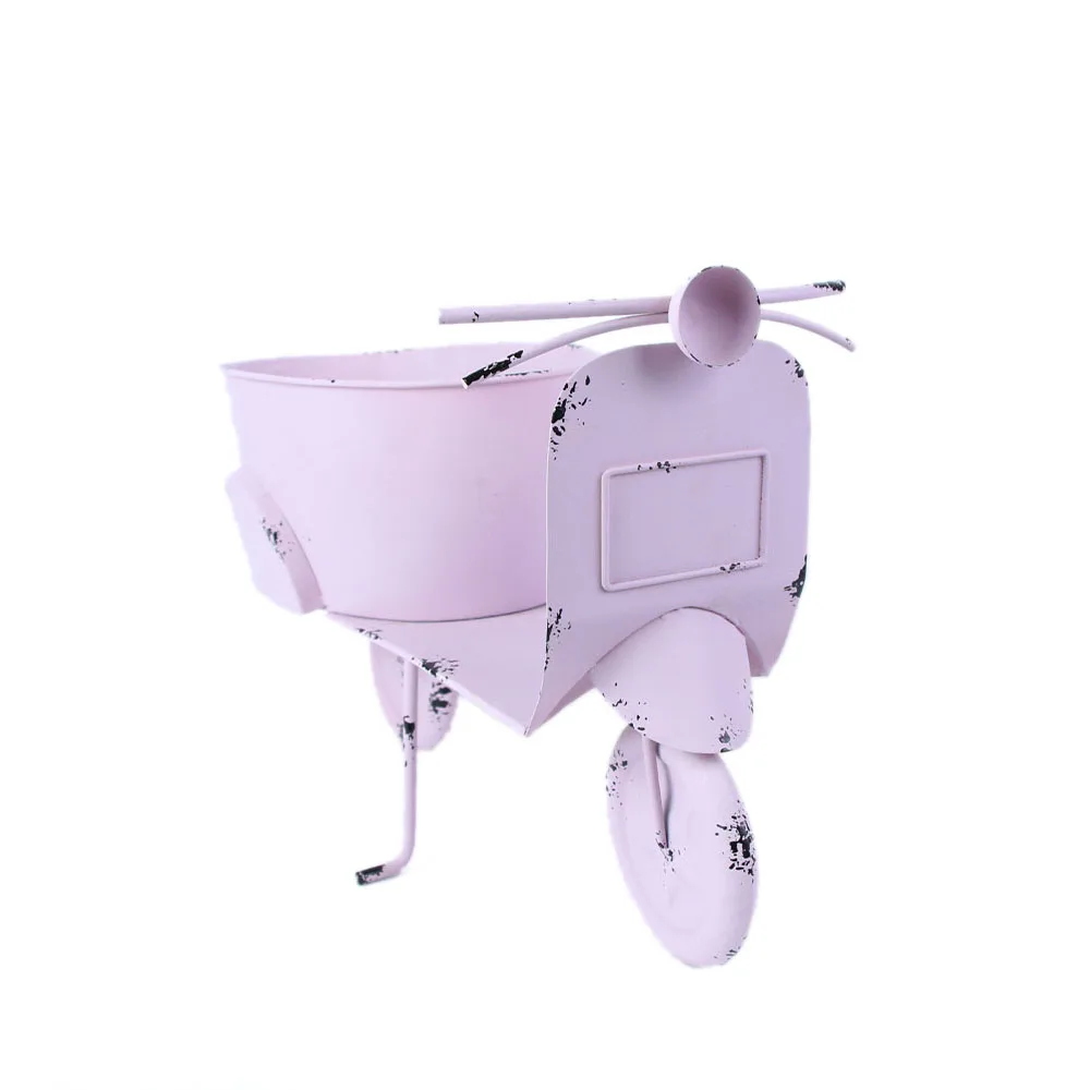 2021 New Product Ideas Light Purple Metal Motorcycle Car Shape Flower Pots For Home Living Room Desktop Decoration