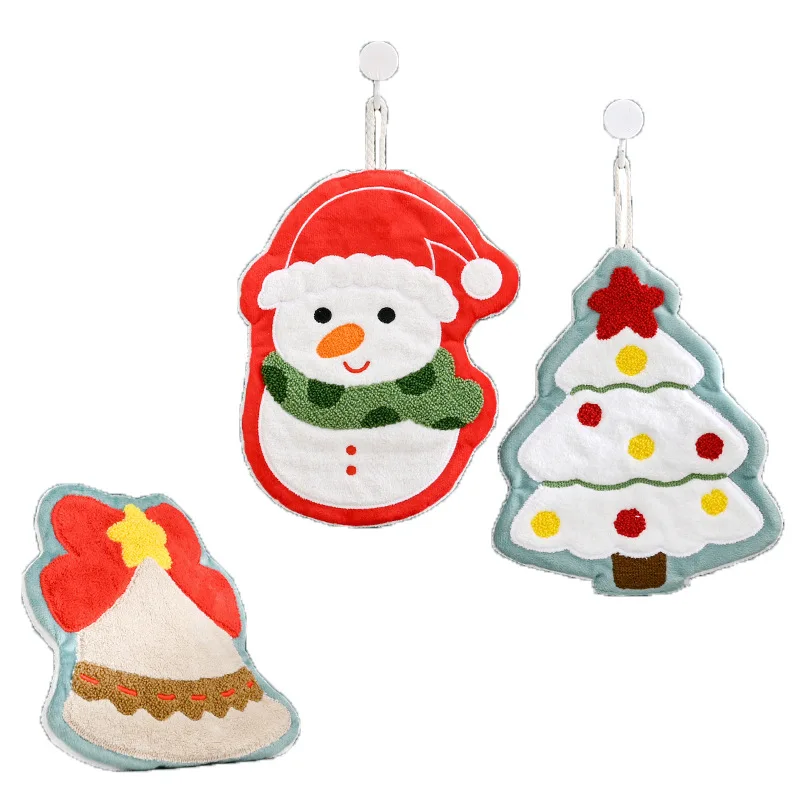 Amity Christmas Wipe Hangable New Coral Plush Water Absorbent Quick Drying Cloth Kitchen and Toilet Hand Wipe Hanger