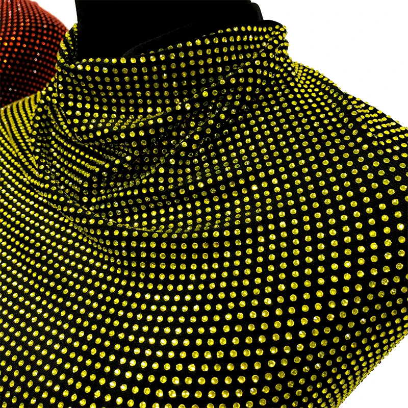 FB002 New Arrival Stretchable  Fabric Shiny Diamonds Crystal Fabric Mix Color Garment Dress Glass Rhinestone Fabric
