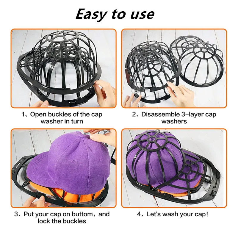 2 Pack Baseball Ball Hat Caps Washer Washing Cage Cleaner Cleaning for Dishwasher Cap Washing Protector Fit for Adults and Kids