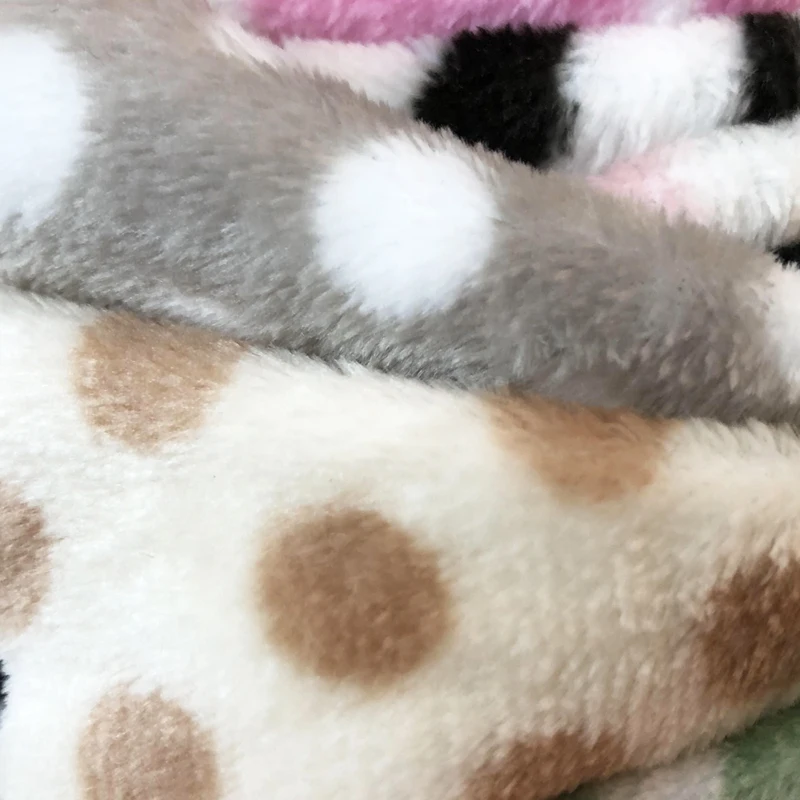 Double sided Dot printed plush fabric Bathrobe soft sleepwear polyester microfiber Coral Fleece Fabric